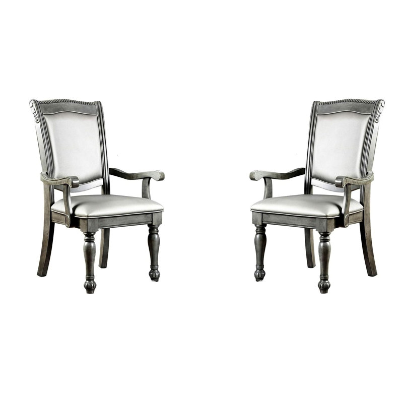 Red Barrel Studio® Classic Arm Chairs Of 2, Gray , Solid Wood Base For ...