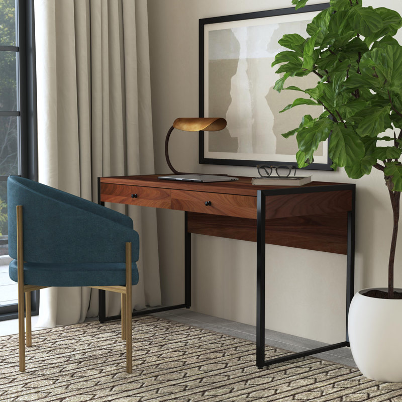 Drake 2-Drawer Walnut Writing Desk