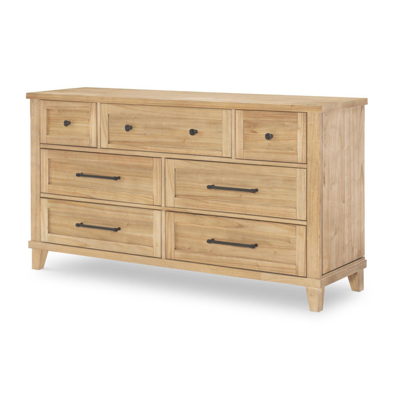 Commode transitionnelle en bois dur ambré de 168 cm de large, avec prise USB intégrée, XXX's et OOO's, Tanné