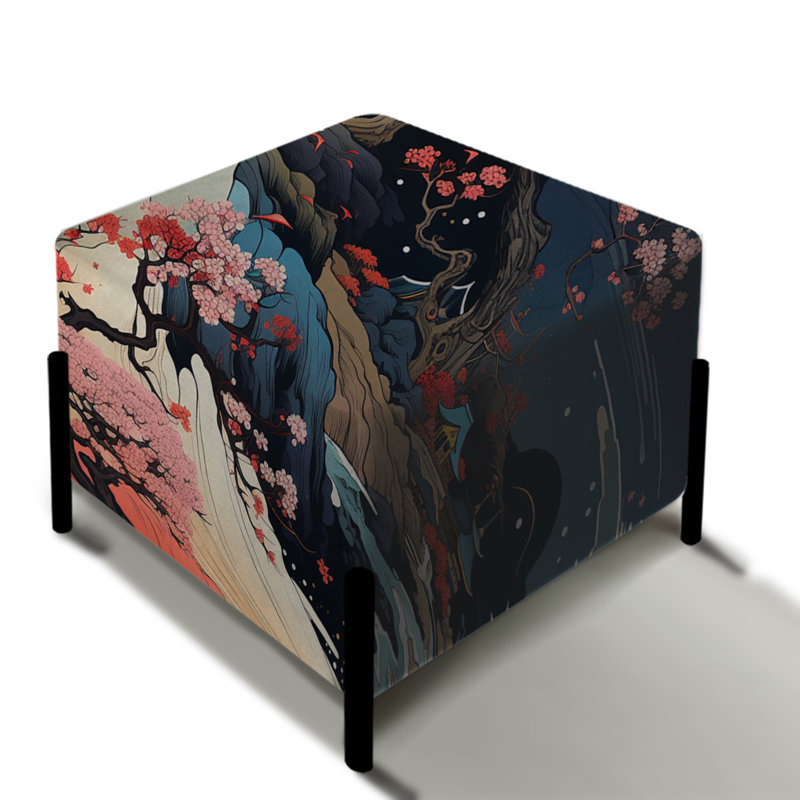 Mountain Ukiyo E Paysages - Repose-pieds carré japonais