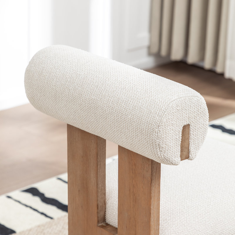 Chaise rembourrée en bois massif Morral, Beige