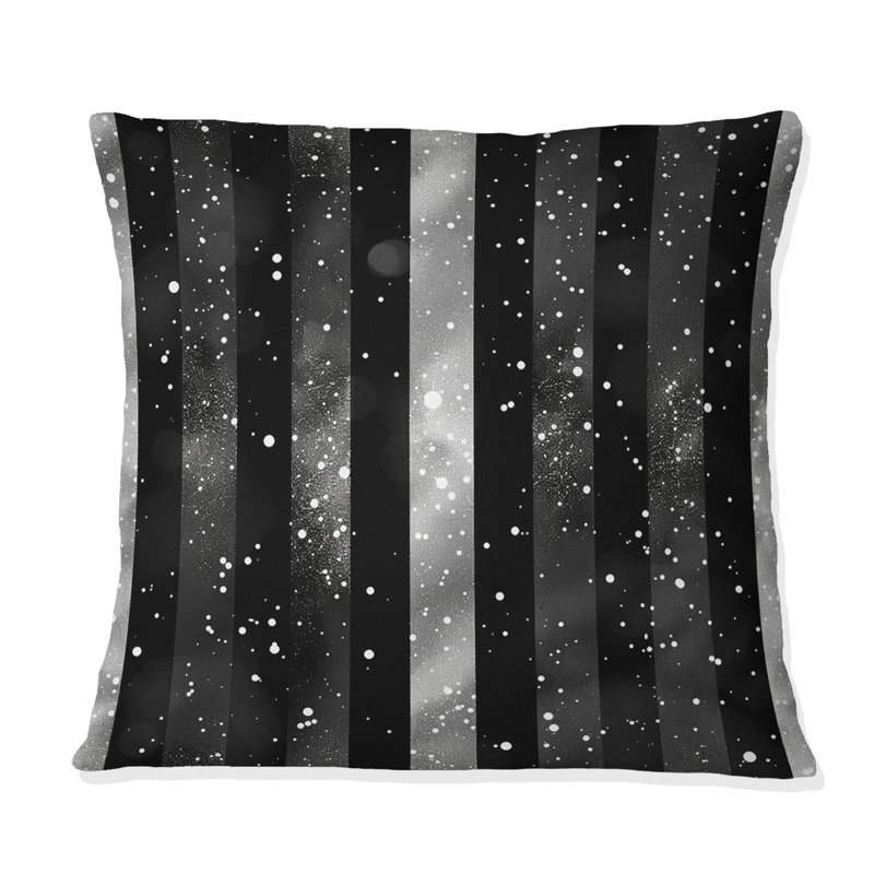 Coussin décoratif Sparkling Stripes - Glam, H 18 po x H 18 po, Noir / argenté