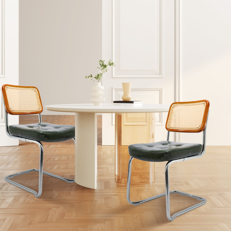 Ailbhe 18.9'' H Tufted Upholstered Cantilever Chair, Dark Green