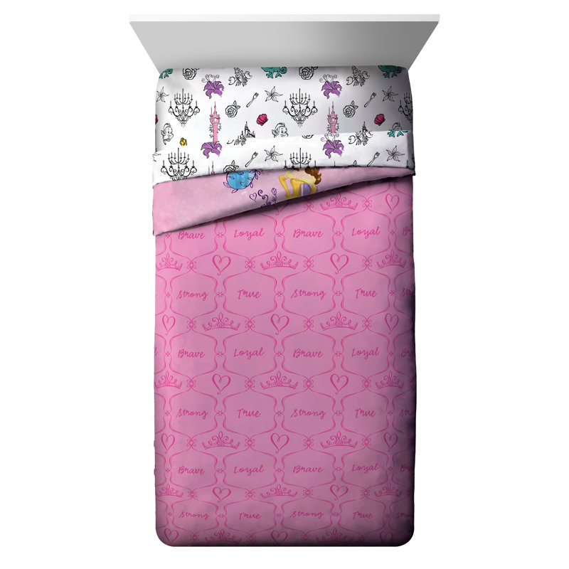 Ensemble d'édredon réversible en microfibre princesse rose, Édredon simple + 3 pièces supplémentaires
