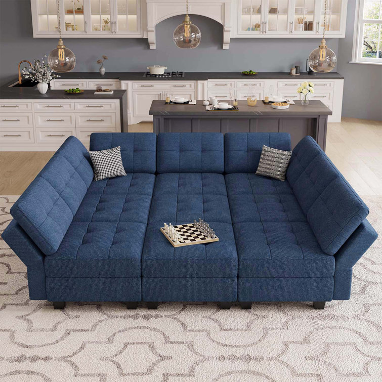 Devoiry 90.2'' Variable Sectional Upholstered Storage Sofa Bed Module Polyester Blend Couch Sleeper