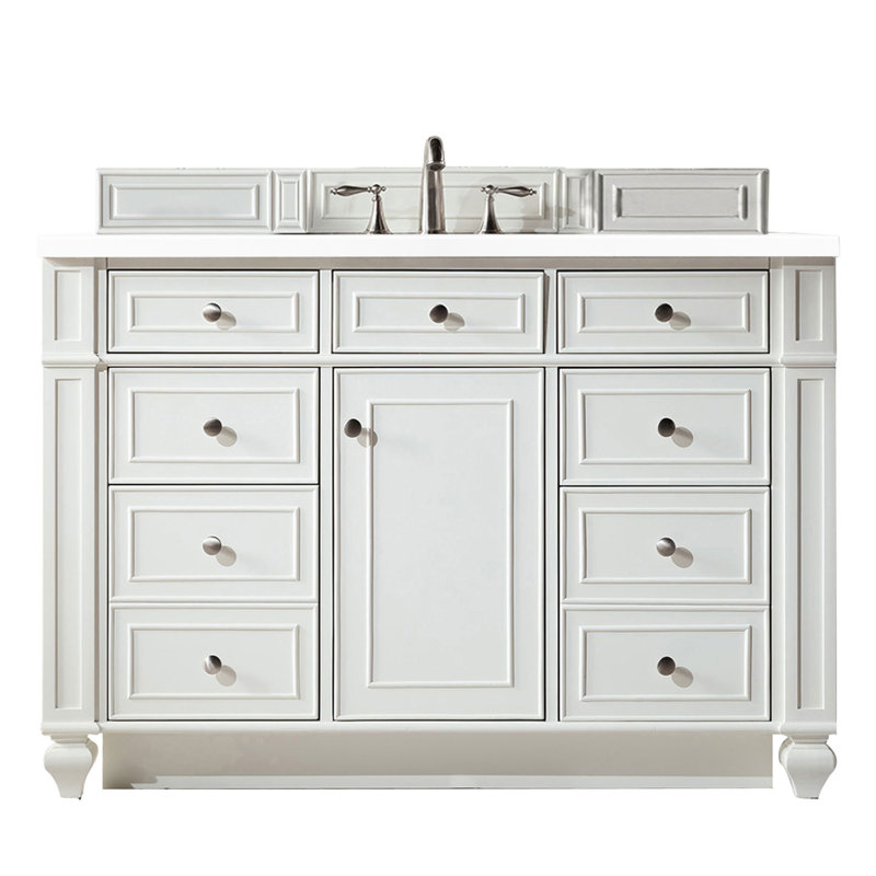 Bristol 48'' W Single Vanity, Bright White, White Zeus, 8" Widespread