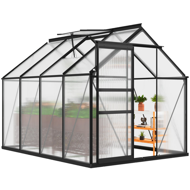 Balconera Greenhouse With Aluminum Frame, PC Panels, Satin Black, 76.8"H x 74.4"W x 100.8"D