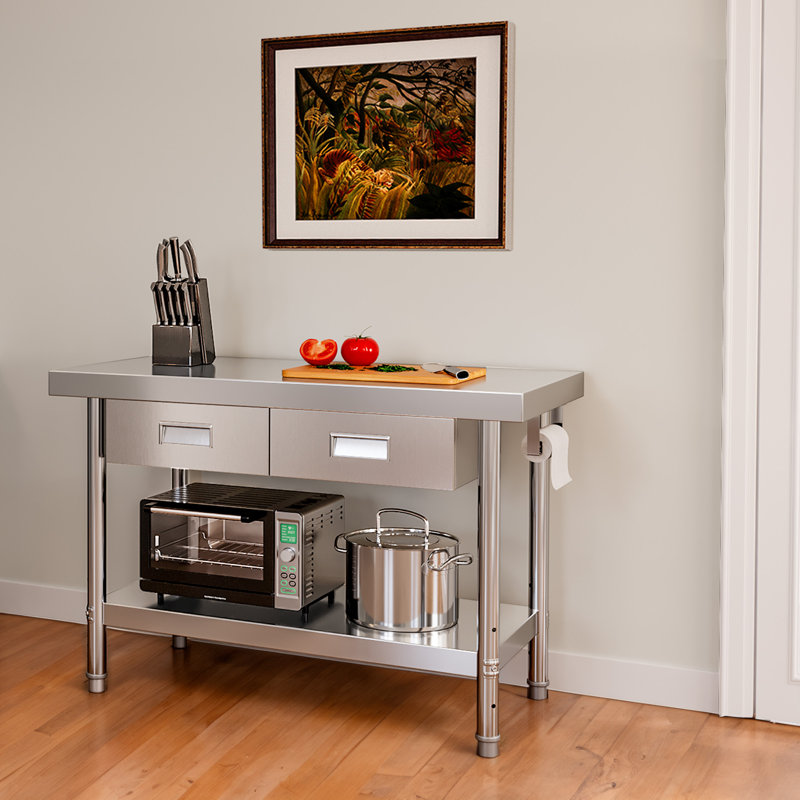 Edrosie Inc Stainless Steel 24'' W x 31.4'' H Work Table, 31.4" H x 48" L x 24" D