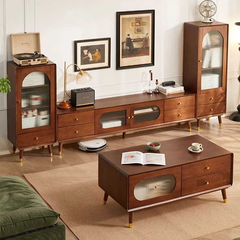 Meuble télé en bois massif et manufacturé, H 20,47 po x L 78,74 po x l 13,78 po