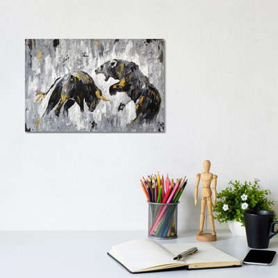 Bull Vs Bear Stock Market Close Ups I by Viola Painting - No Frame Gallery-Wrapped Canvas Giclée on Canvas