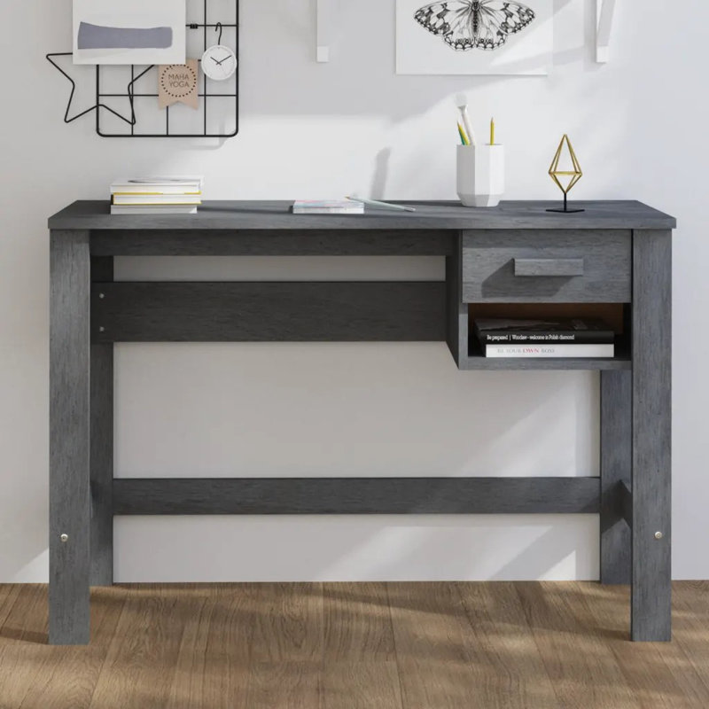 Harneen Solid Wood Writing Desk, Dark Grey