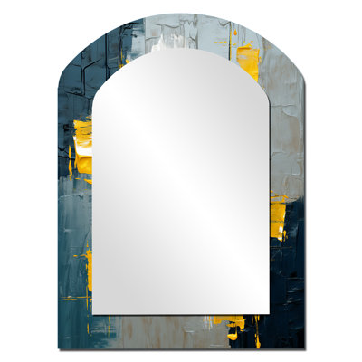Dialogue With Hope Abstraction On Retro Blue - Abstract Arch Decorative Mirror On Metal