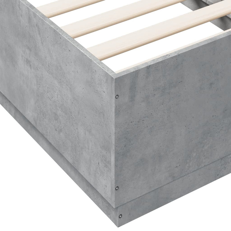 Vidaxl Bed Frame Concrete Grey Engineered Wood, Single (3')