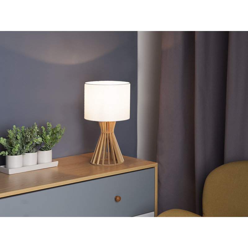 Abraham Solid Wood Table Lamp, Light Wood Base/White Shade