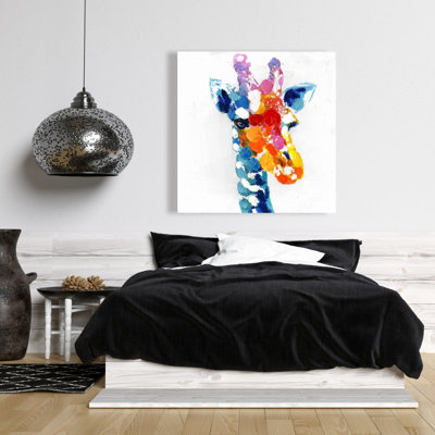 Toile girafe abstraite à taches de couleur | Décoration faunique pour la maison