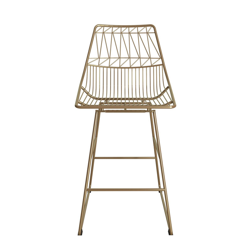 Counter Stool with Metal Frame, Electroplated Gold