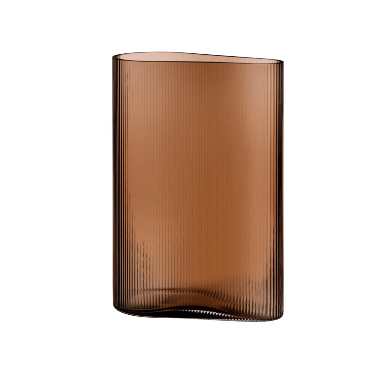 Mist Handmade Lead Free Crystal Table Vase, Caramel, 11.41" H x 8.07" W x 4.33" D