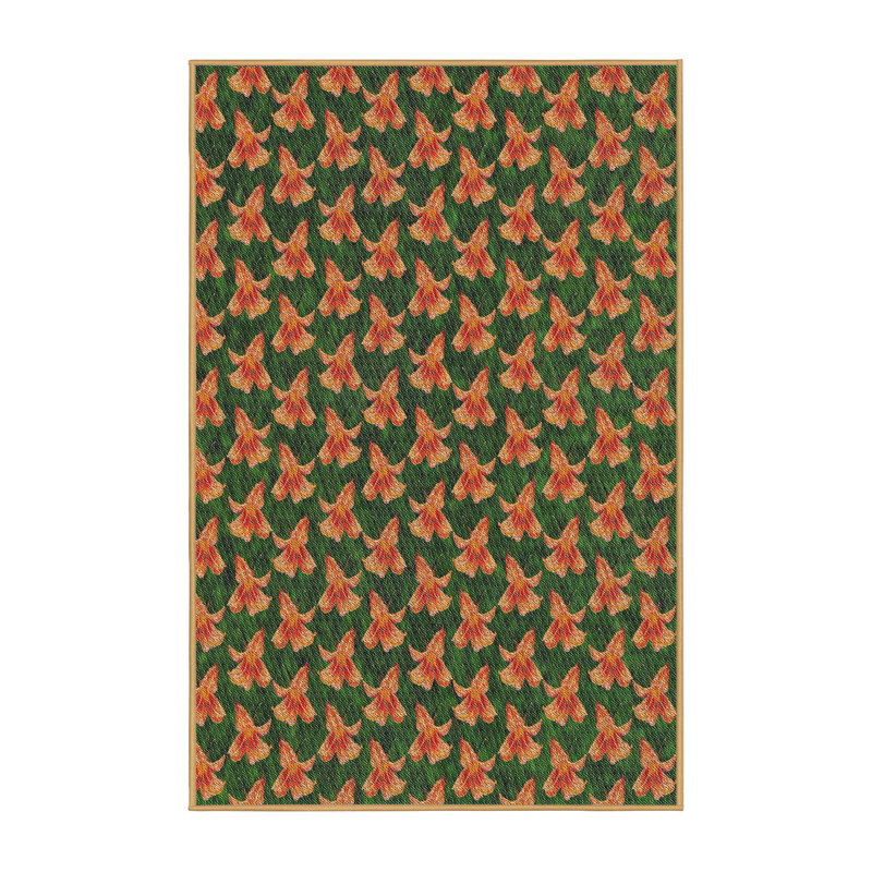 Tapis décoratif orange à motif floral Popovich, Rectangle 5 pi x 7 pi