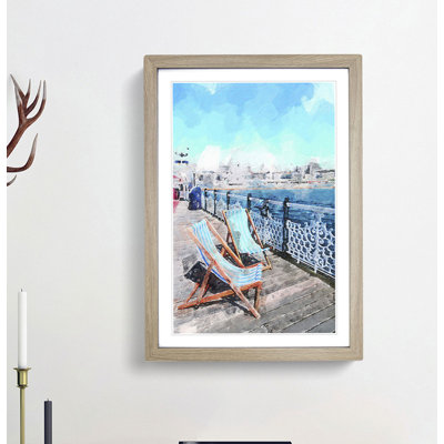 Upon Brighton Beach Pier in Abstract - Picture Frame Painting Print on MDF