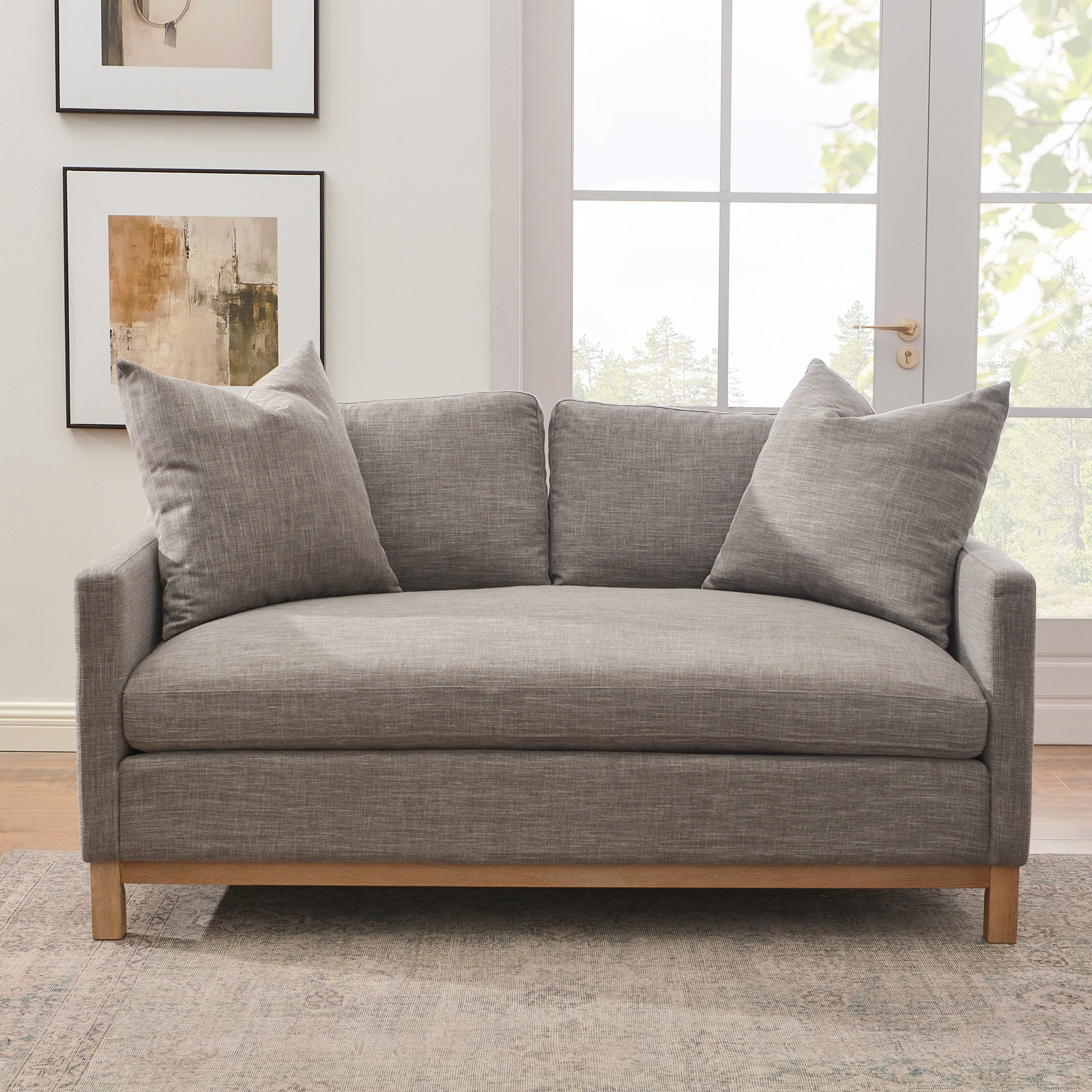 Cami 64'' Upholstered Loveseat, Smoke Linen Blend