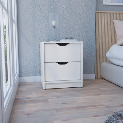 Table de chevet 2 tiroirs, table de bout, table d'appoint - blanc