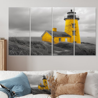 Photo de phare jaune jaune au Canada II - ensemble d'art sur toile phares
