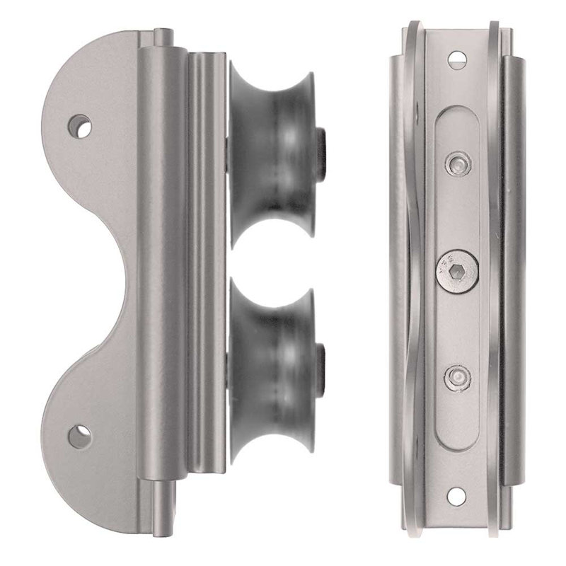 Walnut 8.06' 7-Step Wood Rolling Sunburst Wheel Ladder, Satin Nickel