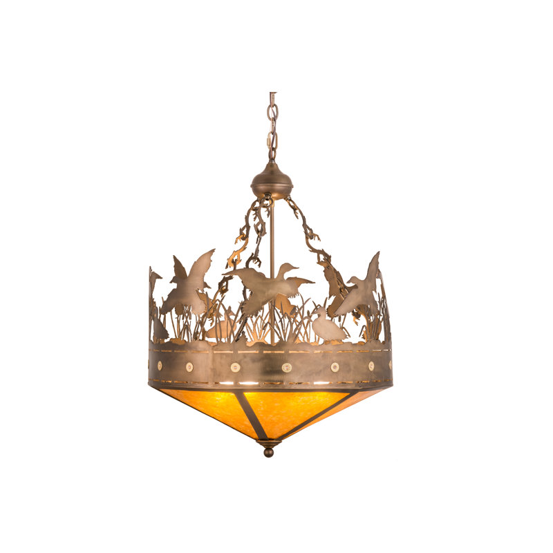 Rustic Lodge Pendant, 33" H x 24" W x 24" D, Silver