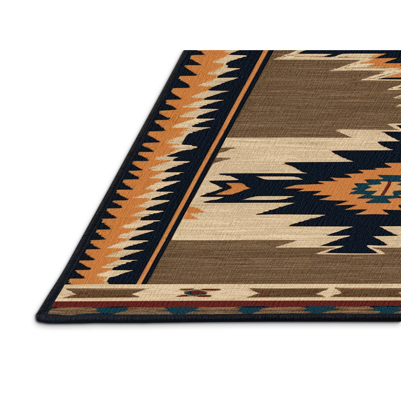 Washable Wagon Wheel Southwestern Area Rug, Runner 2' x 4'