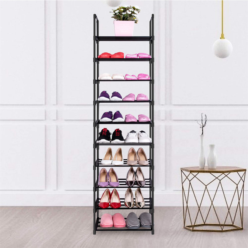 20 Pair Stackable Shoe Rack, Black