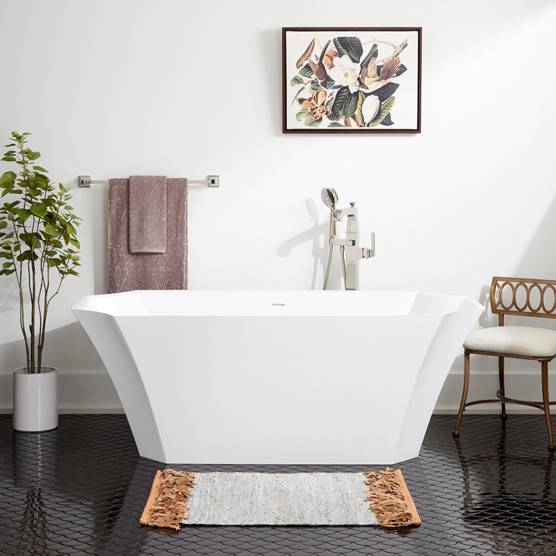 Rossetti 67'' Freestanding Soaking Solid Surface Bathtub