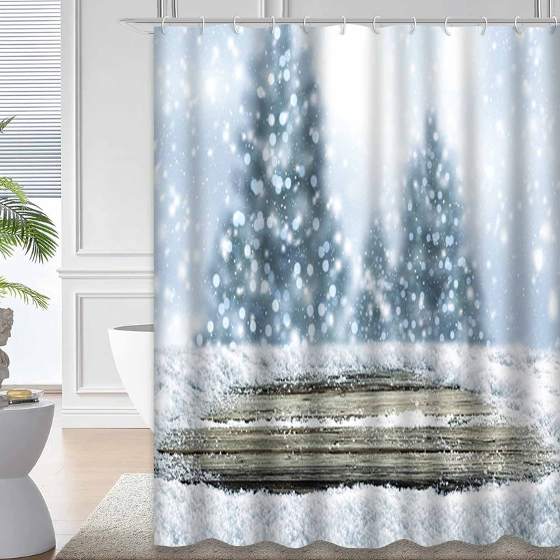 Rideau de douche Snow Christmas, L 72 po x l 78 po