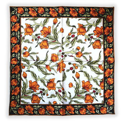 Serviette carrée en mélange de coton à motif floral