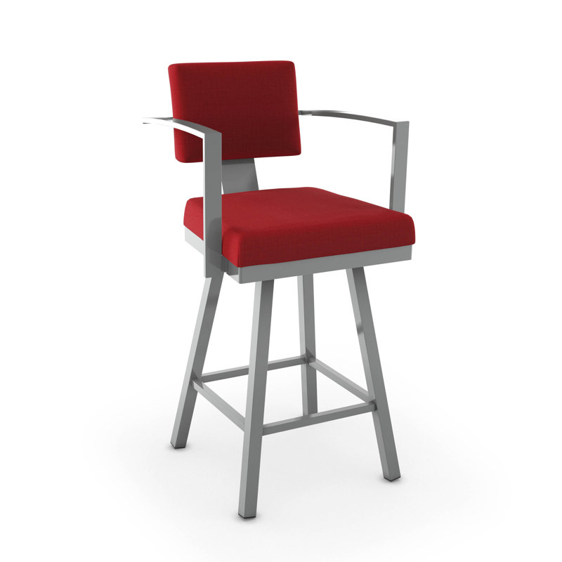 Athene Swivel Counter & Bar Stool, Glossy Gray Metal, Charcoal Grey, Counter Stool (26" Seat Height)