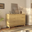 Commode double à 6 tiroirs Adkins, large commode en bois cannelée l 47,2 po avec rangement moderne pour chambre à coucher, salon et vestibule-234509552