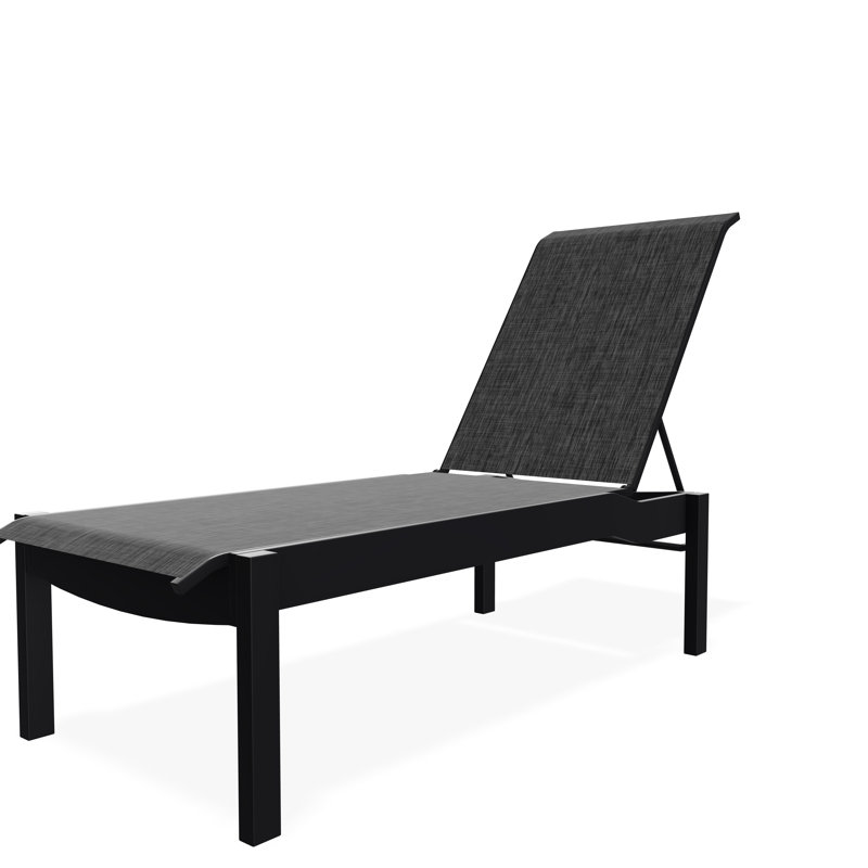 Chaise longue sans accoudoirs empilable en polymère avec accoudoirs Leeward, Noir, Ombre Augustine