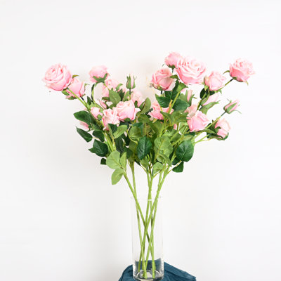 Artificial Spring Summer Peony Floral Arrangement In Vase, Branch Greenery Leaves Sprays Long Stem Faux Flower With Faux Water For Dining Table Centerpieces, Home Wedding Party Decor Indoor