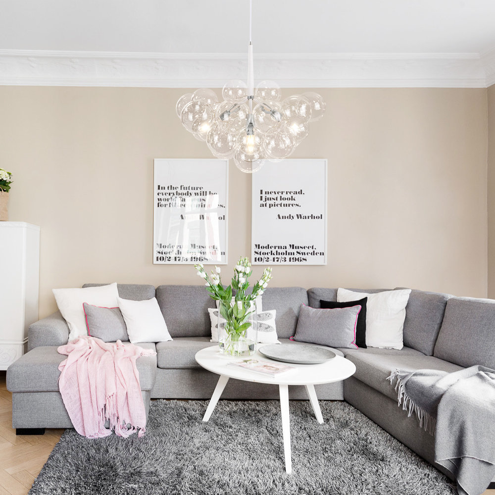 6-Light Sputnik Bubble Large Chandelier with Glass Accents