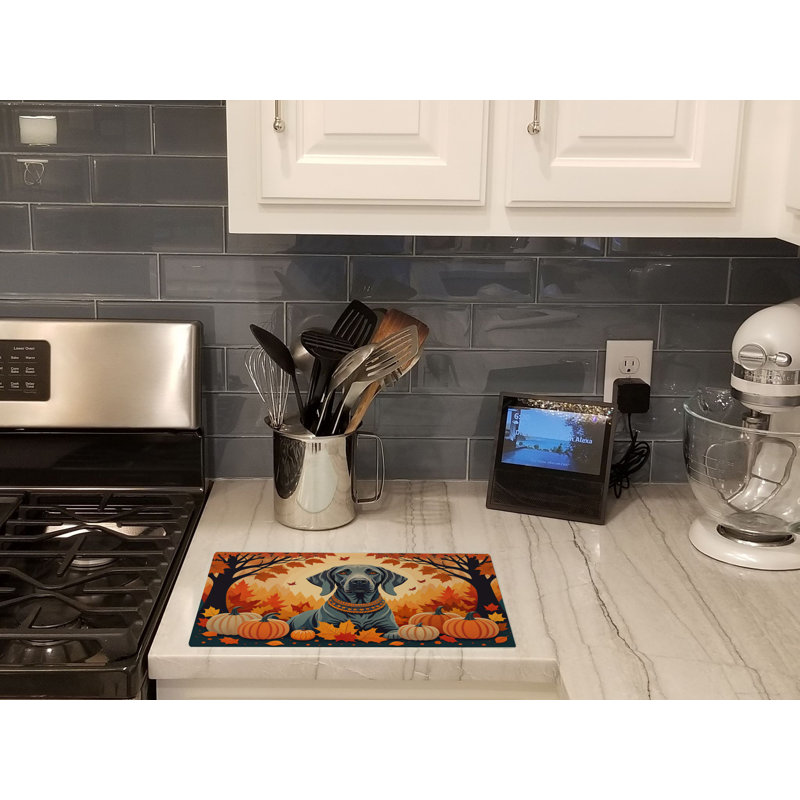 Weimaraner Fall Glass Cutting Board Large