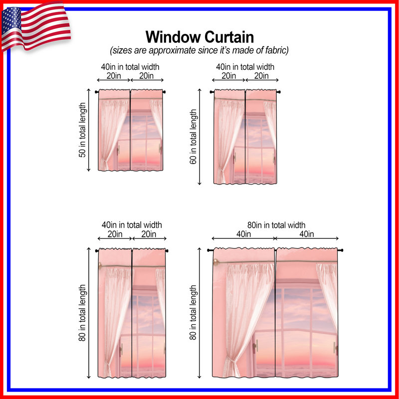 Rideaux roses transparents et obscurcissants - 2 panneaux, 80 po x 61 po - 2 panneaux, Transparent