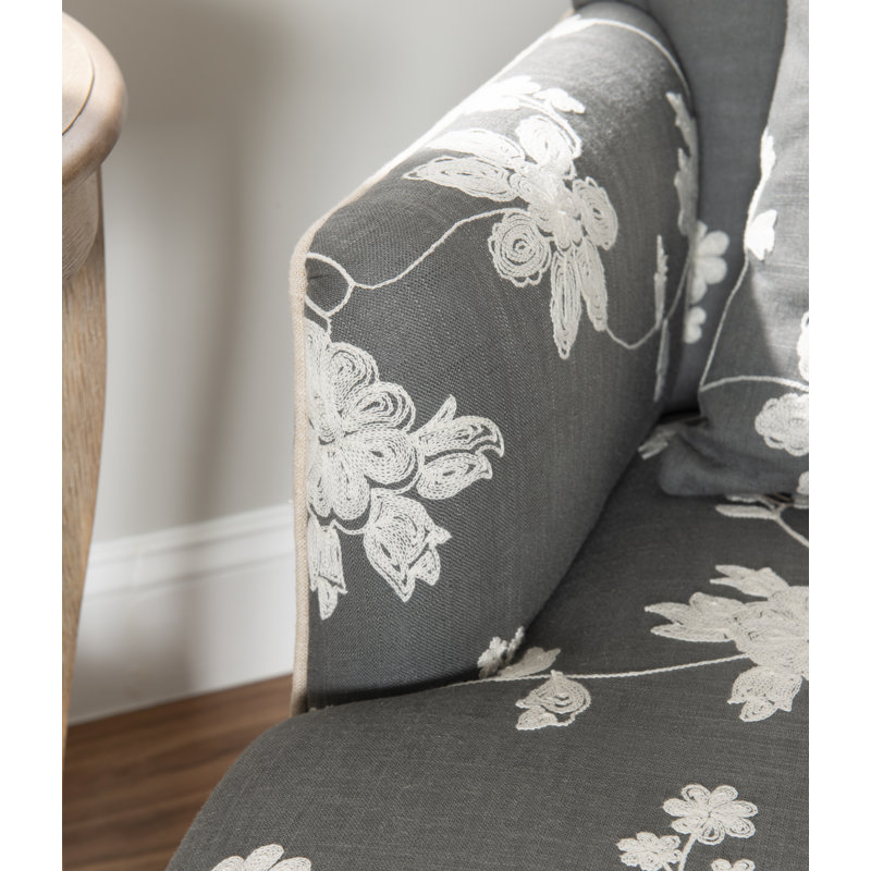 Arlynda Floral Embroidered Upholstered Accent Armchair