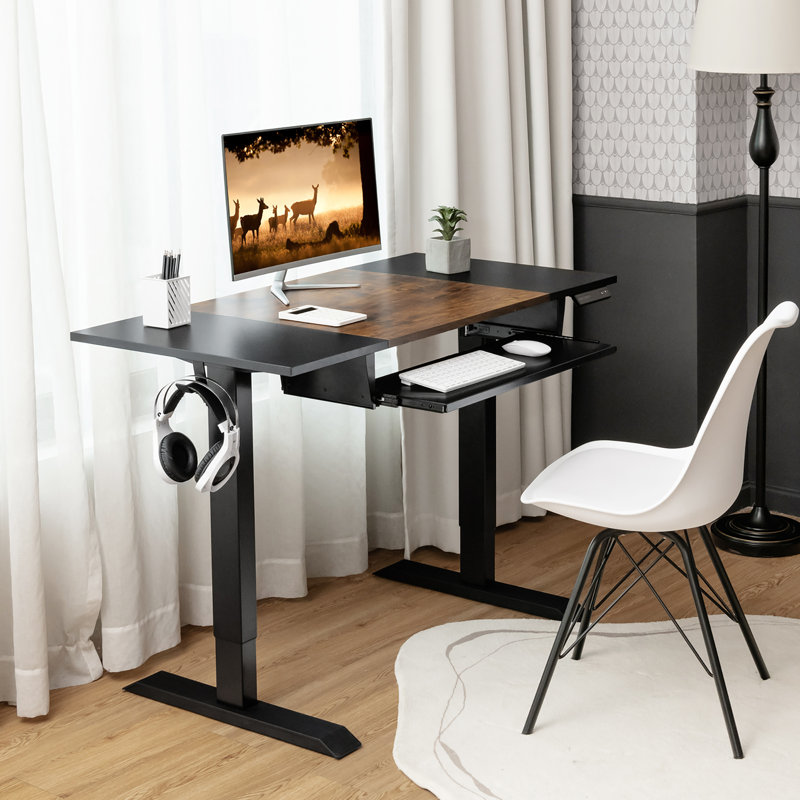 Bureau debout à hauteur ajustable Kesgrave, Noir / brun