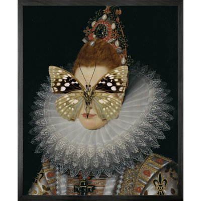 Spotted Butterfly on Lady 1 Piece Single Picture Frame Wall Art on Canvas