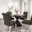 Ensemble de salle à manger 5 pièces, table ronde avec 4 chaises capitonnées-1475250502