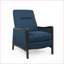 Fauteuil inclinable inclinable en tissu Mid-Century moderne avec coussin plus épais, pieds en bouleau | Bleu marine