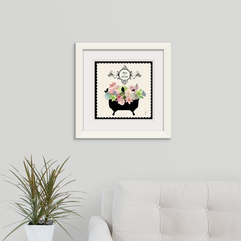 «Bain du Jardin I», impression, H 28 x l 28 po x P 1 po, Cadre blanc
