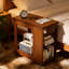 Table de bout pliante en bambou avec rangement mobile