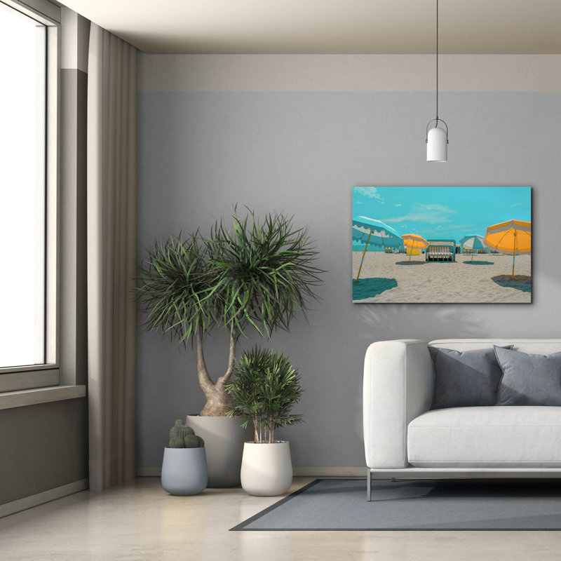 «Umbrellas No. 2» par Carlos Vargas, art mural sur toile, H 26 po x l 40 po x P 1,5 po