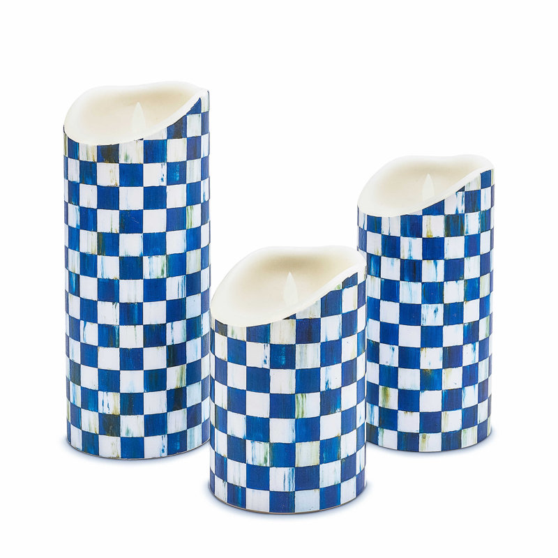Courtly Check® Flicker 3 AA Pillar Candle, Brown/White, 6" H x 4" W x 4" D