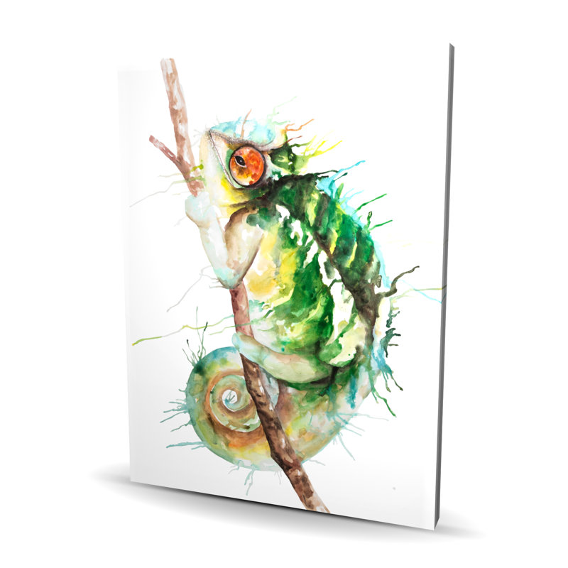 Aquarelle sur toile caméléon - Reptile Home Decor Art